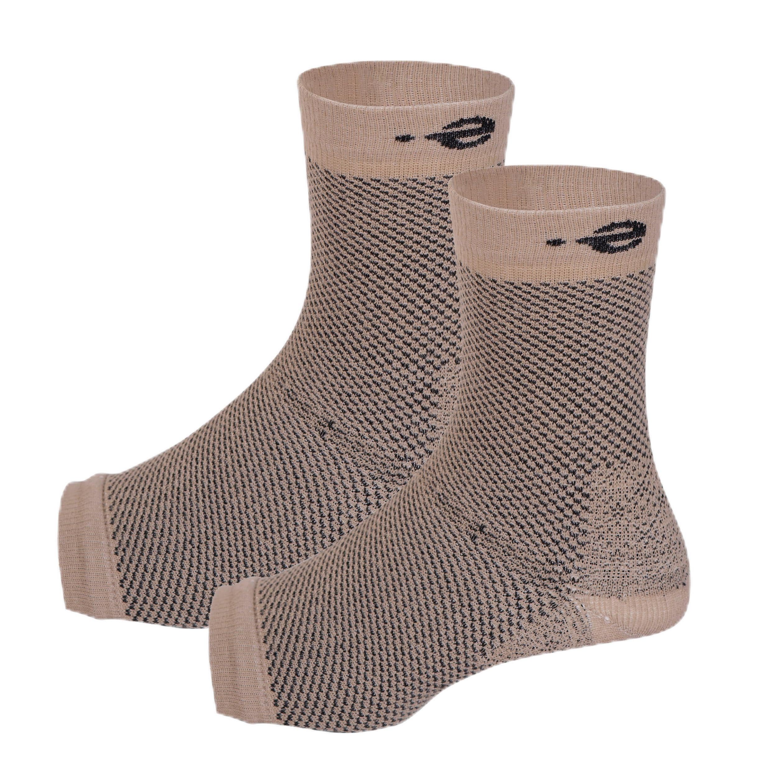 Compression Socks | Bamboo Cotton | Open Toe| Women & Men | Nano Compression Socks for Neuropathy | Arch Support | Ankle & Foot Swelling | Beige | Pack of 1