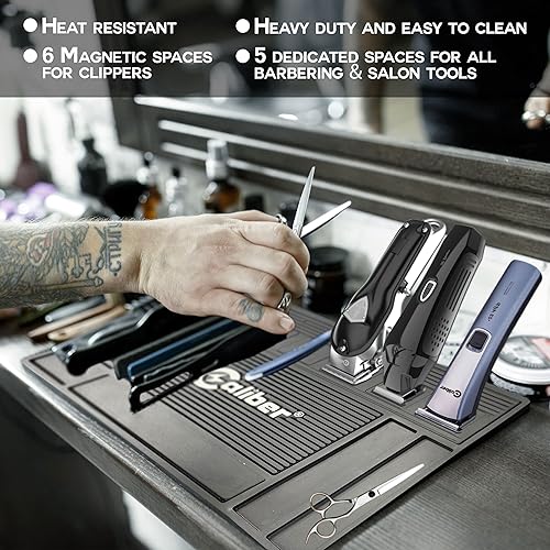 Miniatura 2 de Alfombrilla magnética – 6 espacios magnéticos para cortaúñas – Superficie antideslizante resistente al calor – Mantiene las herramientas de