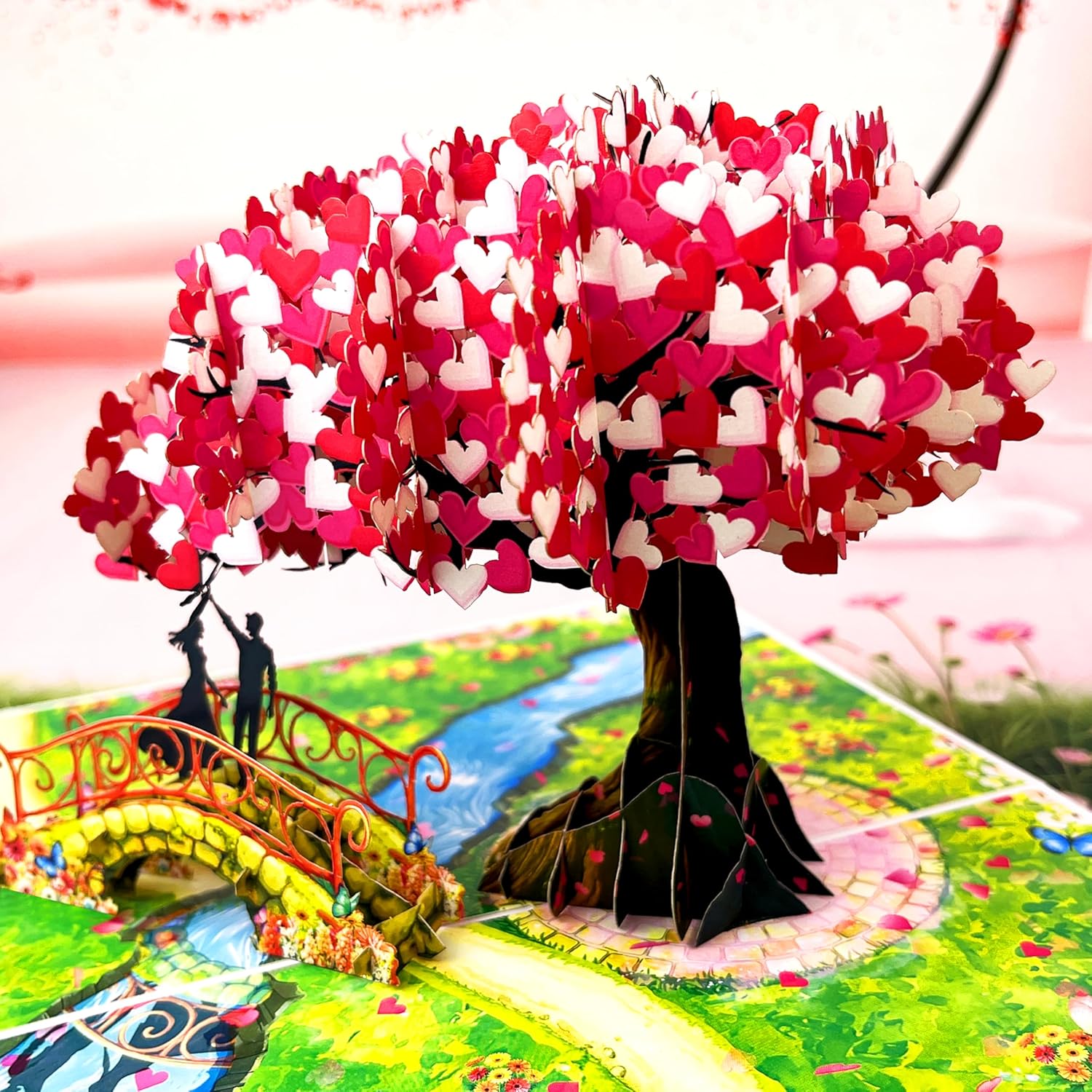 Anniversary Pop Up Card, 3D Love Tree Hearts with Couple, Wedding Anniversary Card for Wife, Husband, Couple, Love Card for Her, Him, Ideal Gift for Wedding, Anniversary, Valentines, Romantic Birthday, Mothers Day - Image 6