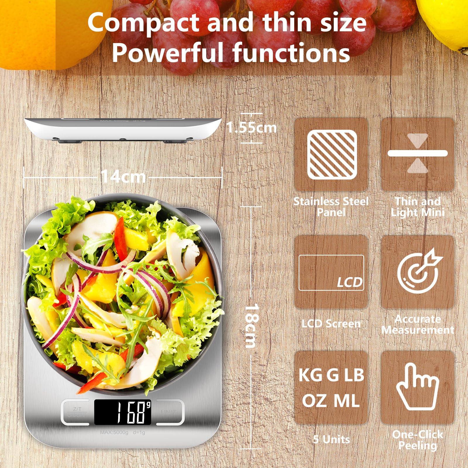 Keukenweegschaal, digitaal, 10 kg, keukenweegschaal met lcd-display en tarra -functie, keukenweegschaal voor bakken en koken, meten van ingrediënten, sieraden, 1 g - rood