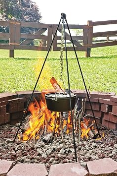Lodge Campfire Cooking Tripod - Adjustable Chain - Steel Cooking Tripod for Campfire - 43.5 Inch