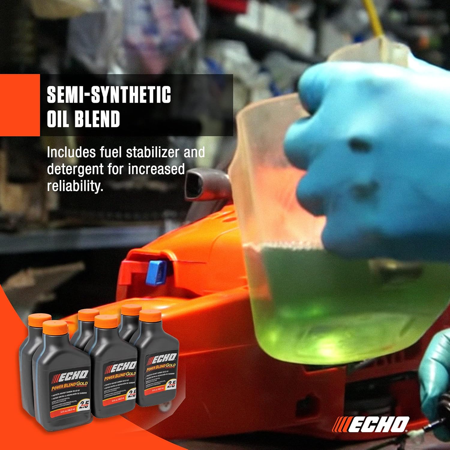 6450025G Power Blend Gold Oil Mix 50:1 for 2-stroke/2cycle Outdoor Power Equipment, High-Performance Semi-Synthetic, Low Smoke Emission 6.4 fl oz (48 Pack)