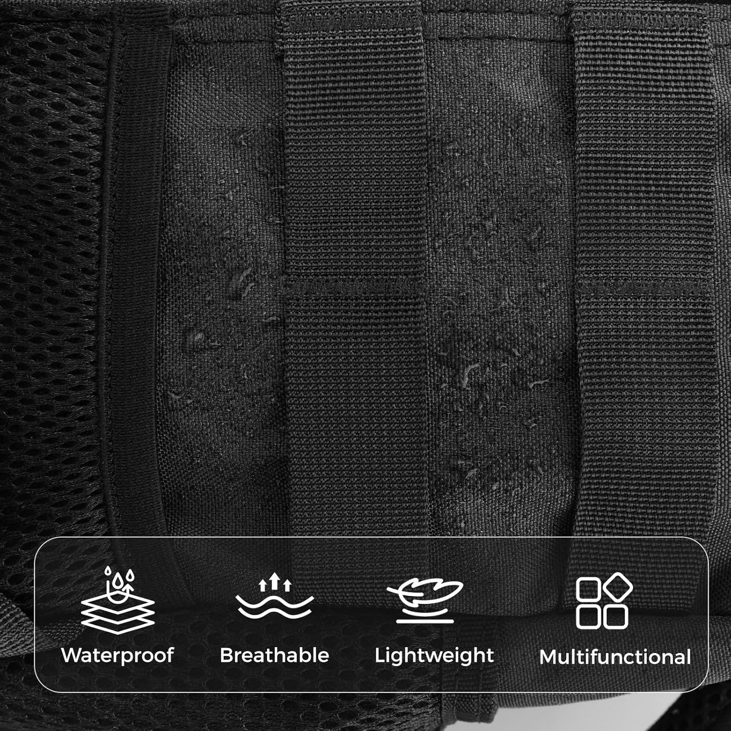 9L Mini Tactical Backpack Small Military Gym Bag for Men Women Molle Daypack Camping Backpack with Patch(Black) - Image 4