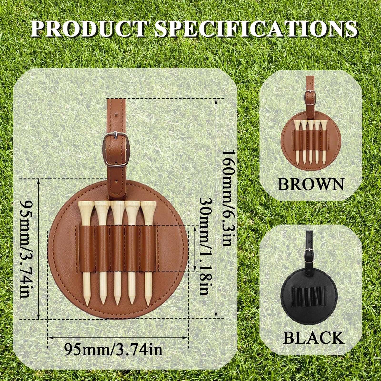 KakaTify Custom Leather Golf Tee Holder Personalized Golf Bag Tag Customized Golf Accessories for Bag Present for Dad Grandpa Uncle