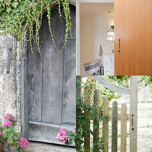 Miniatura 6 de OVOV Paquete de 2 manijas de puerta de granero para puerta de jardín de madera, cobertizo, puerta de gabinete (cobre)