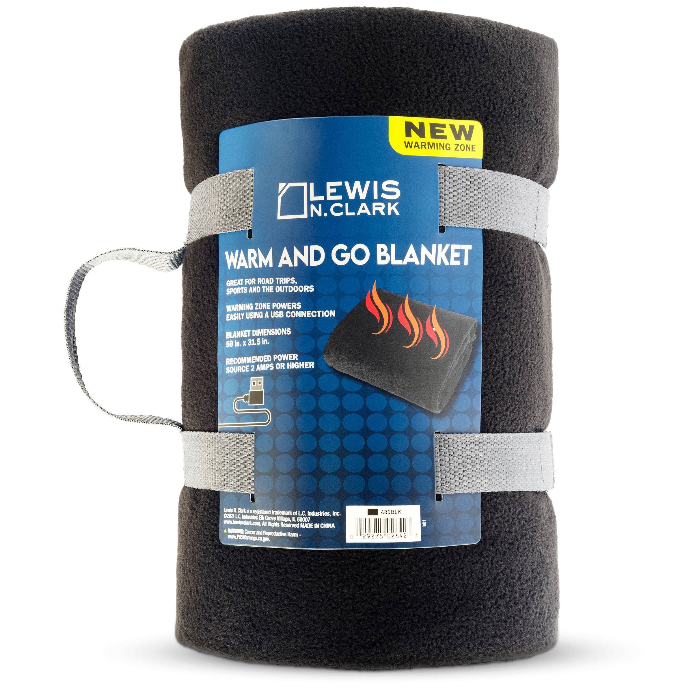 Photo 1 of Lewis N. Clark USB Warm and Go Blanket, Black 59in x 31.5in