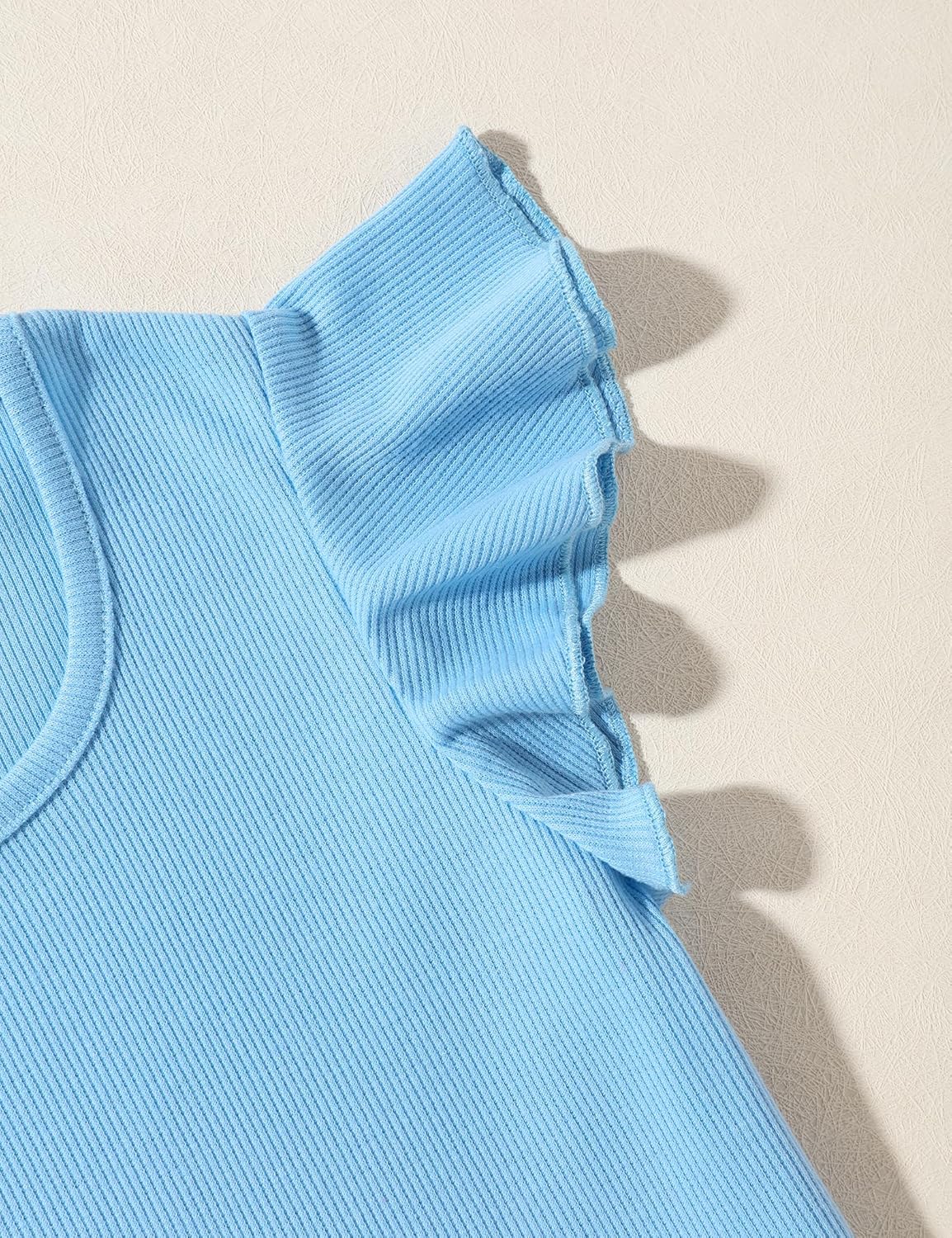 Crazyme Girls Clothes, Teen Girl Clothes Sleeveless Ruffle Trim Tank Top and High Waist Print Pants Summer Clothes 2PC 6-14 - Image 5