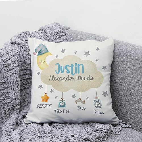 Miniatura 5 de Hyturtle Almohada personalizada con anuncio de nacimiento para niños y niñas (inserto incluido), almohada de guardería, almohada de estadísticas de