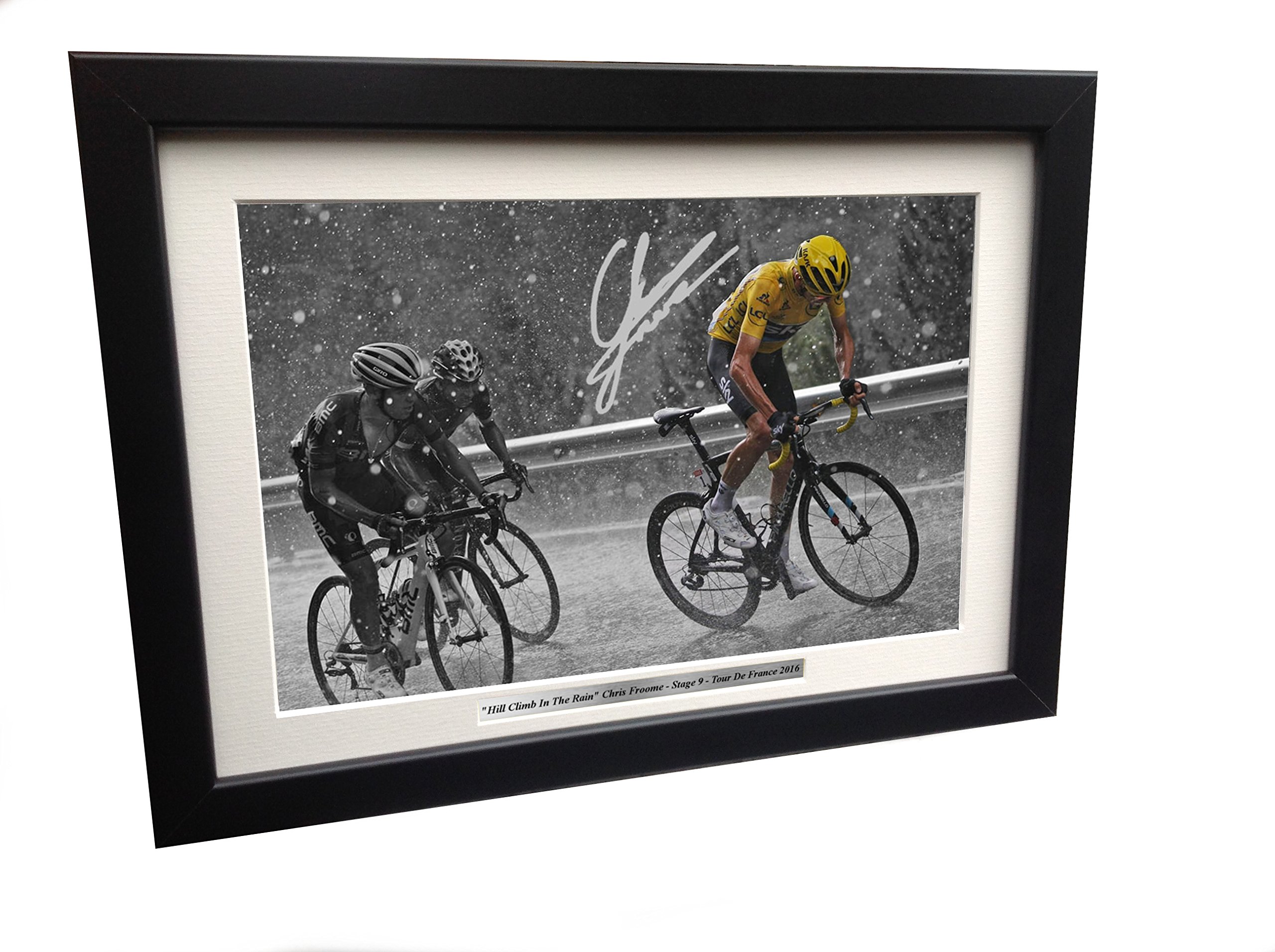 Chris Froome 12x8 A4 Signed Hill Climb in The Rain - Tour De France - Team Sky - Autographed Photo Photograph Picture Frame
