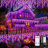 Vista 25 de JMEXSUSS 400 luces LED de Navidad de carámbano de 38.8 pies con control remoto, tira de luces multicolor para exteriores enchufables, 8 modos