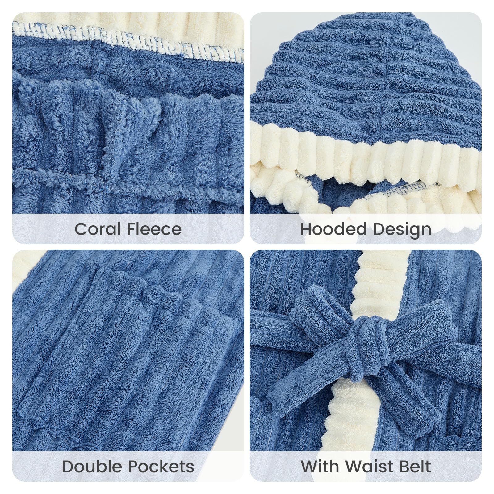 WYTbaby Bademantel Kinder Mädchen Unisex Flauschig Fleece Bademäntel mit Kapuze für Jungen und Mädchen 4-14 Jahre