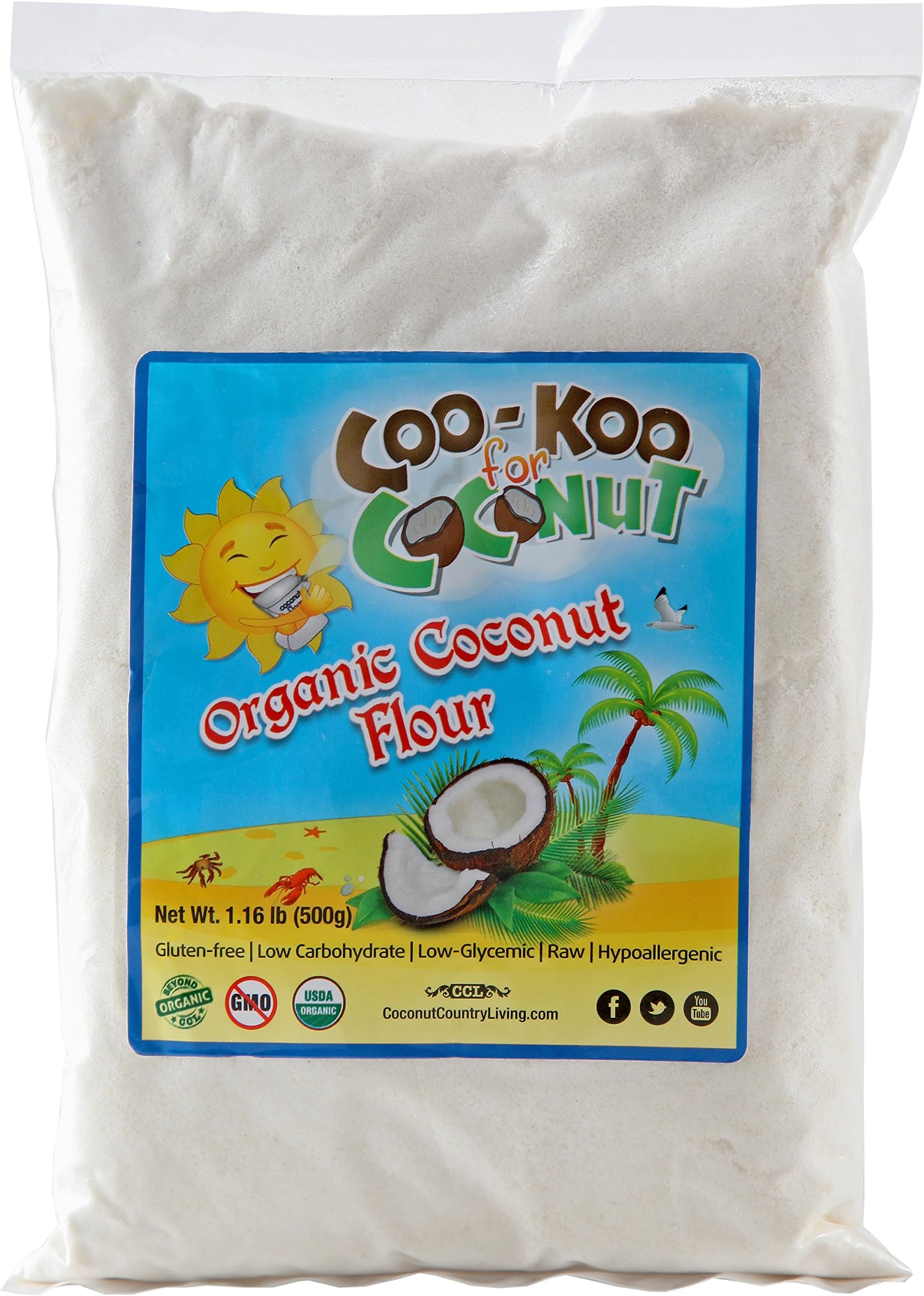 Coconut Flour Organic 1 lb, Raw, Premium Low Carb Flour, Keto, Paleo Friendly