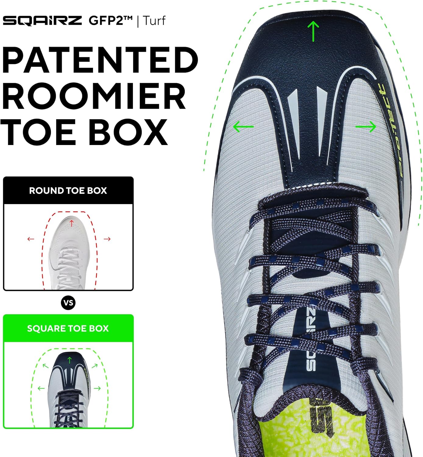 SQAIRZ GFP2 Mens Baseball Turf Shoes | Lightweight Training Shoes for Cages, Indoor Practice & Synthetic Surfaces | Mens Wide Toe Box Turf Cleats