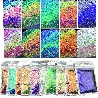 Chameleon Glitter, 10 Colors 150g/5.29oz Color Shift Mixed Crafts Chunky Glitter for Tumblers, Epoxy Resin, Nail Art, Slime, Body, Cosmetic, Printing