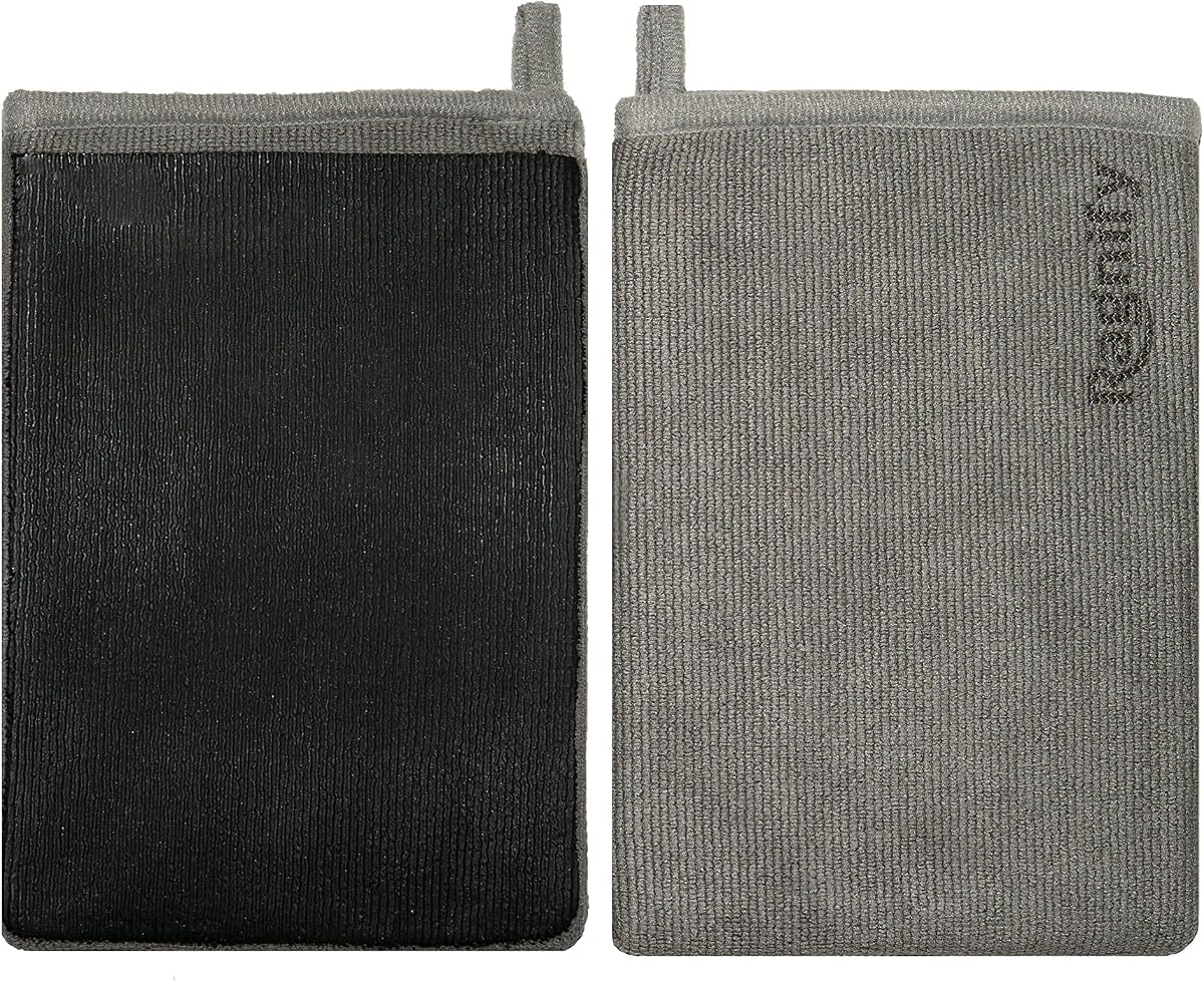 Pack of 2 Clay Mitt Auto Detailing Medium Grade Clay Bar Alternative Mitt for Flawless Removal of Surface Bonded Micro Contaminant (Gray)