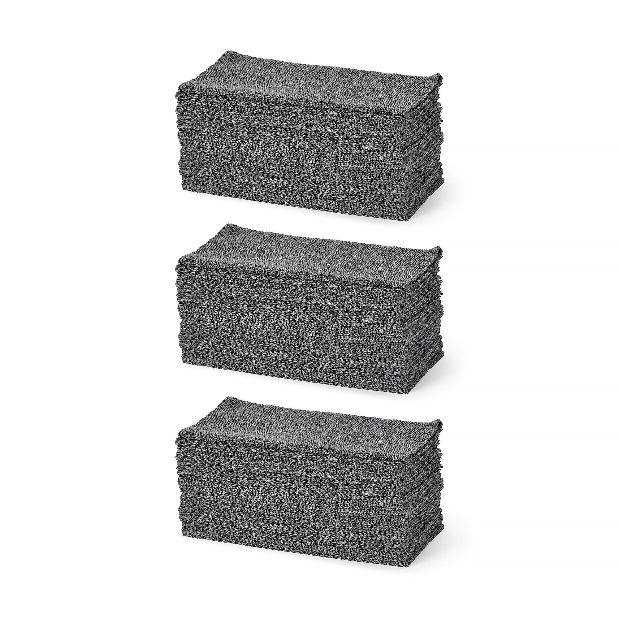 Amazon Basics - Panni per la Pulizia in Microfibra, 30.5cm x 30.5cm, Grigio, Confezione da 144, per Auto, Camion, Barche, Asciugatura Senza Aloni e Lucidatura