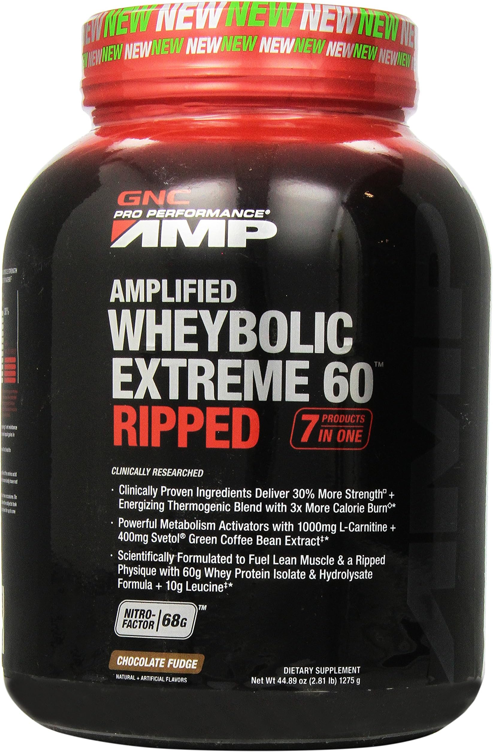 GNC Pro Performance AMP Amplified Wheybolic Extreme 60 Ripped - Chocolate Fudge, 44.89oz, 2.81 lbs