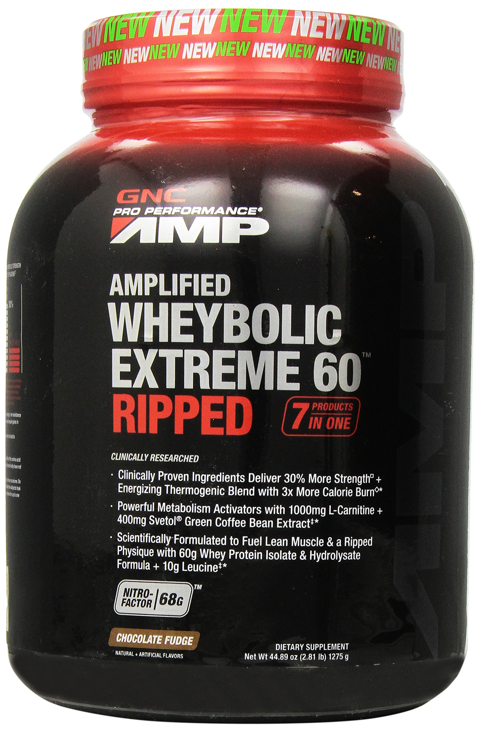 GNC Pro Performance AMP Amplified Wheybolic Extreme 60 Ripped - Chocolate Fudge, 44.89oz, 2.81 lbs