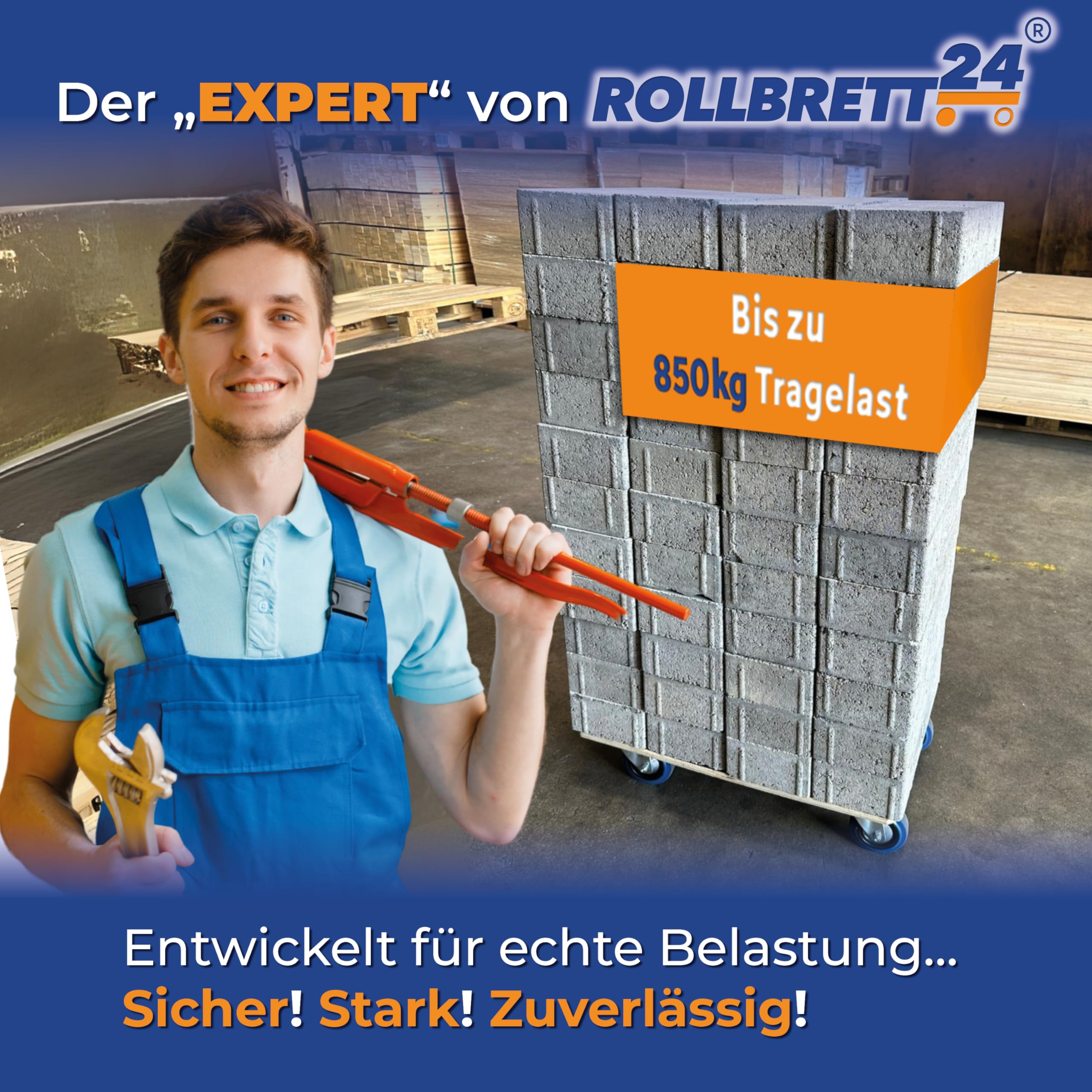 Expert – 2er-Set Transportroller 60x40 cm – 850 kg (1.700kg gesamt) Siebdruckplatte, PP-Räder, Rollbrett Möbelroller, Transporthilfe für Umzug, Möbel-Transport Rollwagen Möbelhund Roller