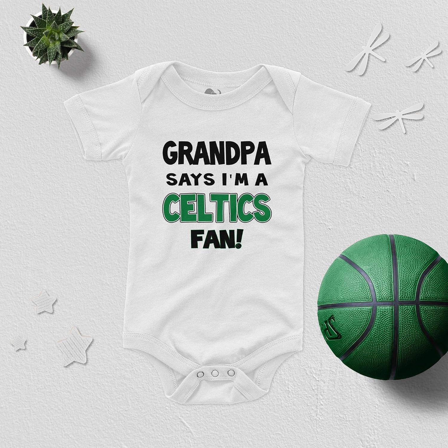 NanyCrafts Baby's Grandpa Says I'm a Celtics Fan Bodysuit - Image 3