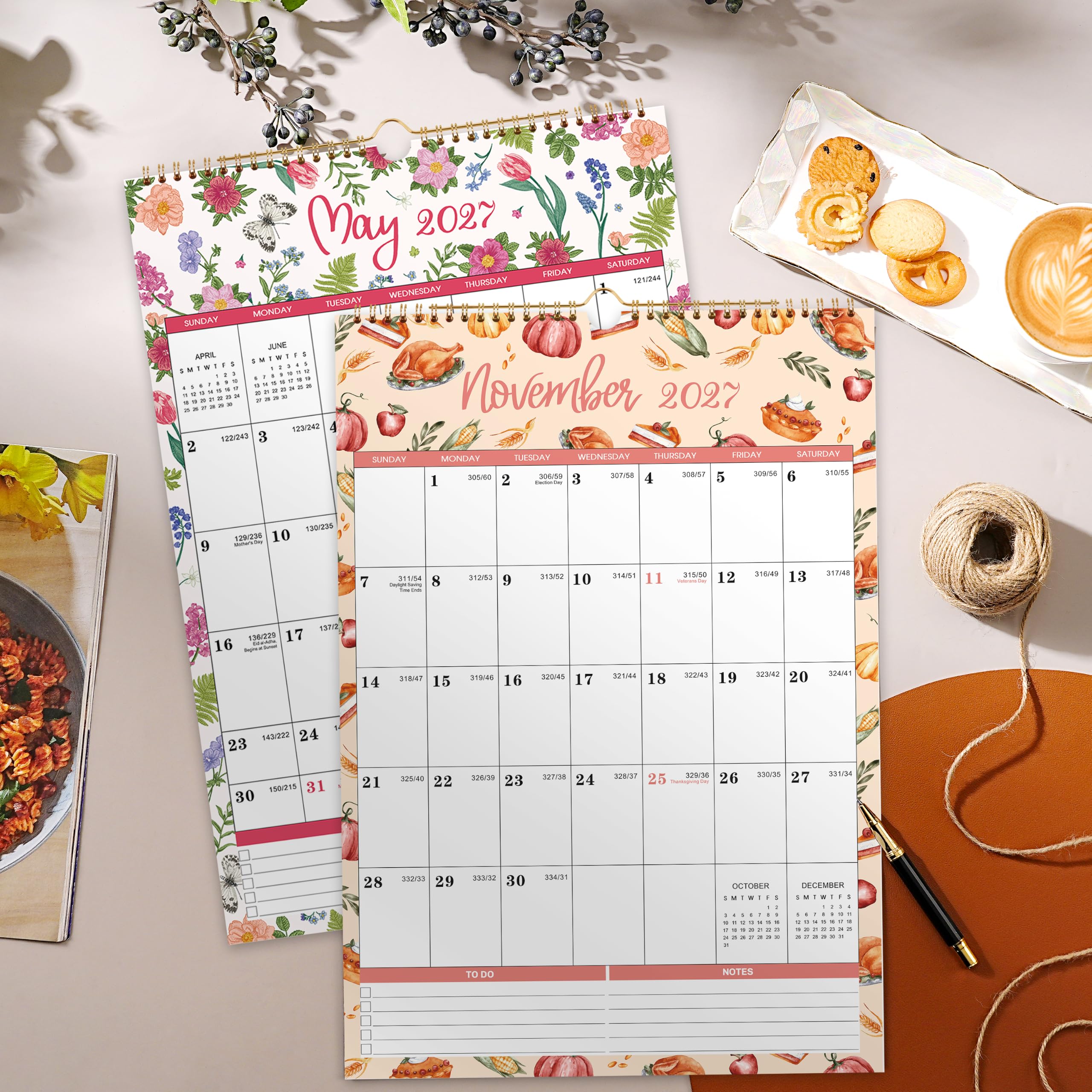 Wandkalender 2025 - Jan. 2025 - Dez. 2025, Kalender 2025 mit dickem Papier, 38,1 x 29,2 cm, perfekter Wandkalender zum Organisieren - 12 verschiedene Themen