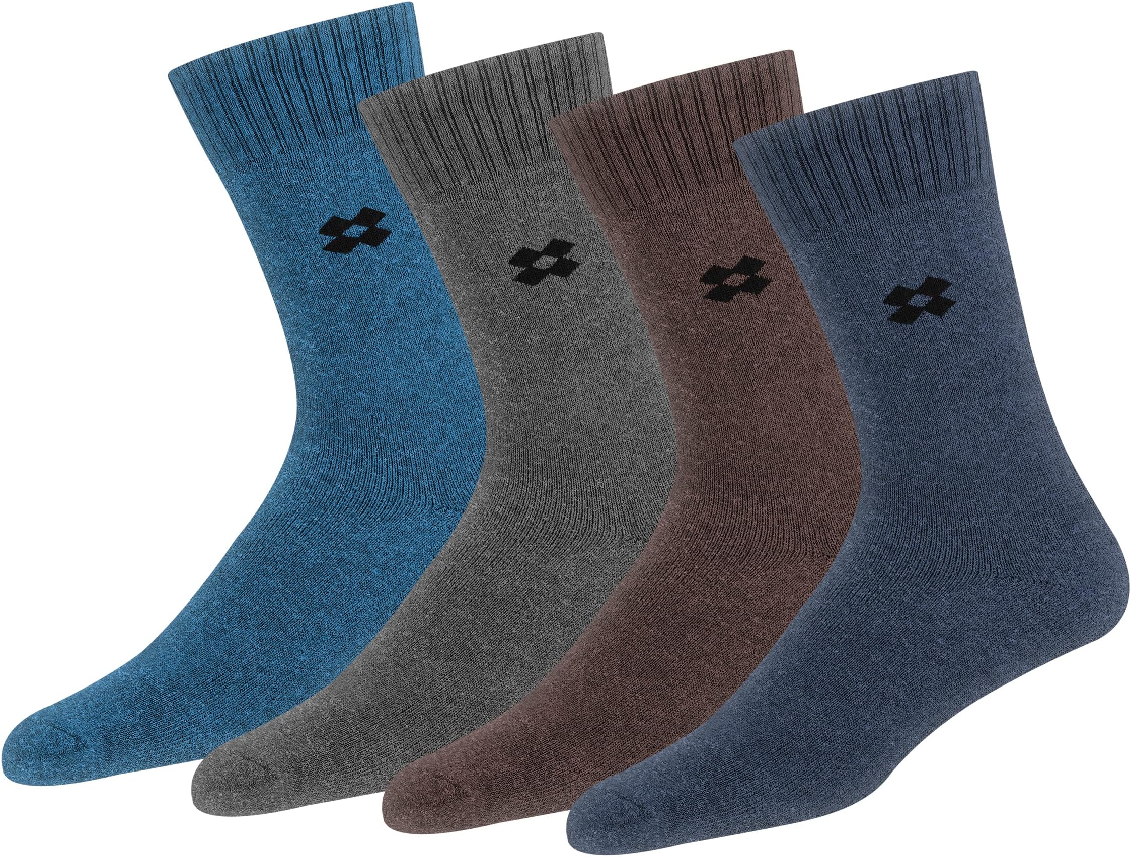 Socks for Men Woolen Thermal Socks Calf Length Thick Terry Winter Wear Socks, Free Size, multicolored, Pack of 4 Pairs