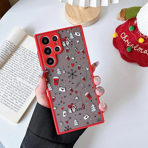 ZTOFERA Funda de Navidad para Samsung Galaxy S23 Ultra 5G, bonito diseño de Feliz Navidad, regalo de silicona translúcida de policarbonato duro +
