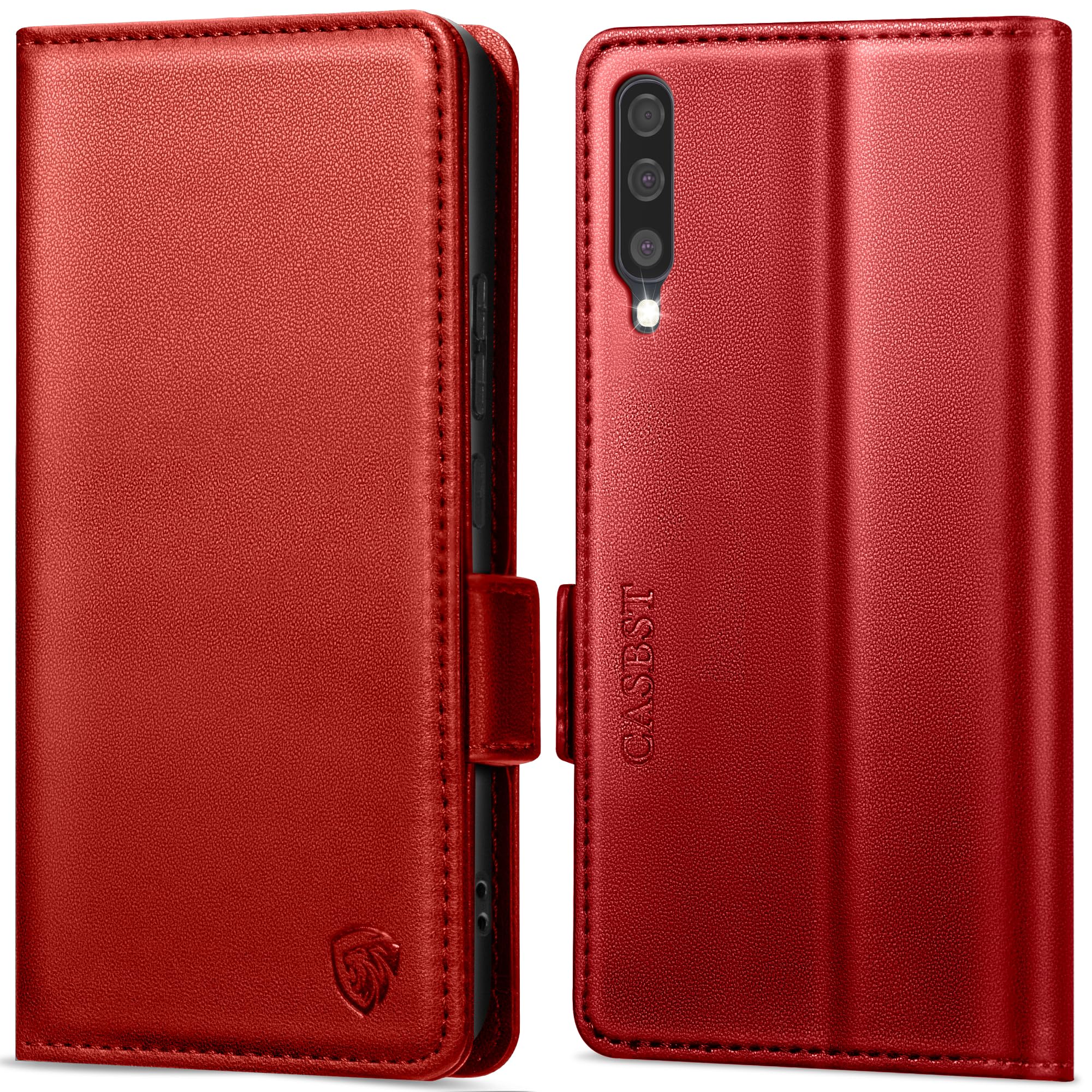 CASBST Handyhülle für Samsung Galaxy A50/A30S Hülle, Premium Leder Schutzhülle Klappbar für Samsung Galaxy A50 Flip Case mit Kartenfach Ständer Magnet Klapphülle für Samsung A50 Hülle (Schwarz)