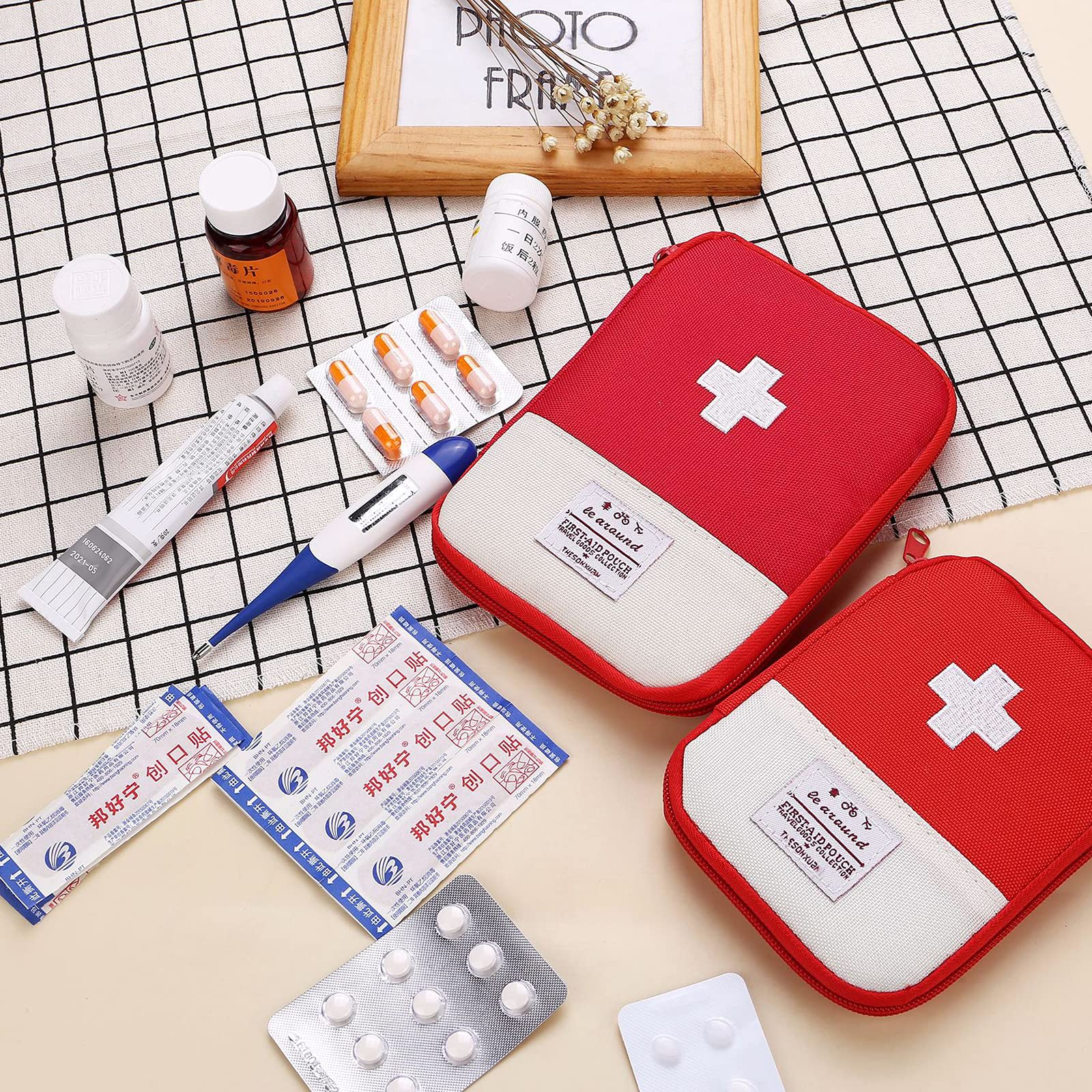 2 stuks reis-apotheektas, mini-EHBO-tas, draagbare