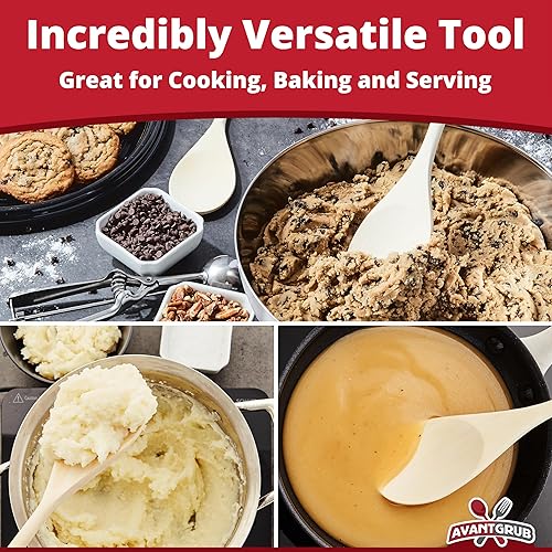 Miniatura 2 de Cuchara de madera súper cómoda, de grado profesional, juego de 6 piezas. Cucharas de madera resistentes con asas largas para cocinar, hornear,