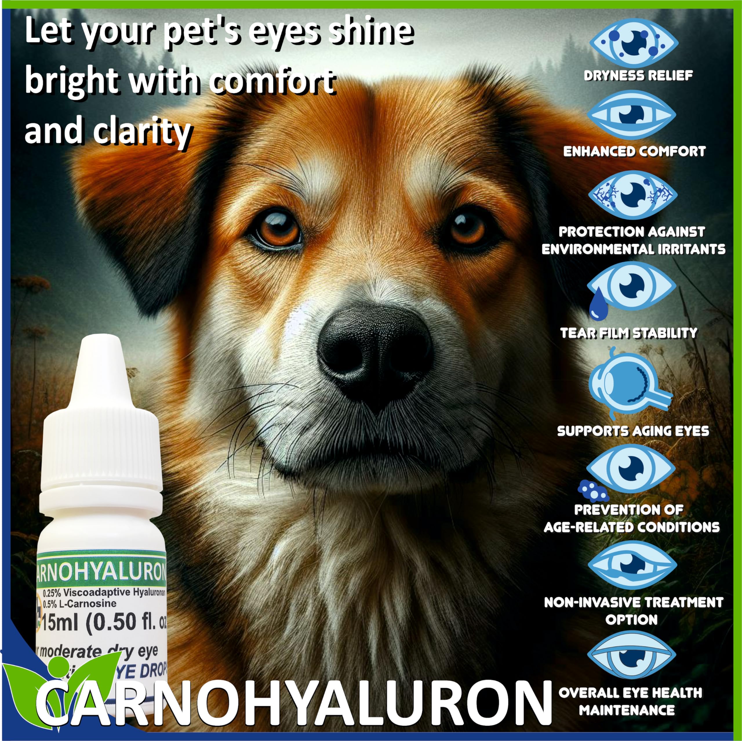 Lubricating Gel Eye Drops 15ml With Hyaluronic Acid 0.25% & L-Carnosine For Pets Cat & Dog Moisturizer Soothes Dryness And Irritation & Itchy, Daily Use To Relieve Dry Eyes Artificial Tears — Amazon image 9