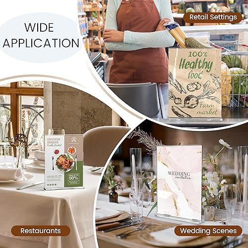 Miniatura 7 de Hmdivor Paquete de 10 soportes acrílicos para letreros de 8.5 x 11 pulgadas, soporte transparente de doble cara para menú, papel, documento, imagen,