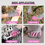 HAUSHOF 6 Paires Gants de jardin pour femmes, Gants enrobés de nitrile, pour le jardinage, travaux de restauration, grand, rose & Vert, L