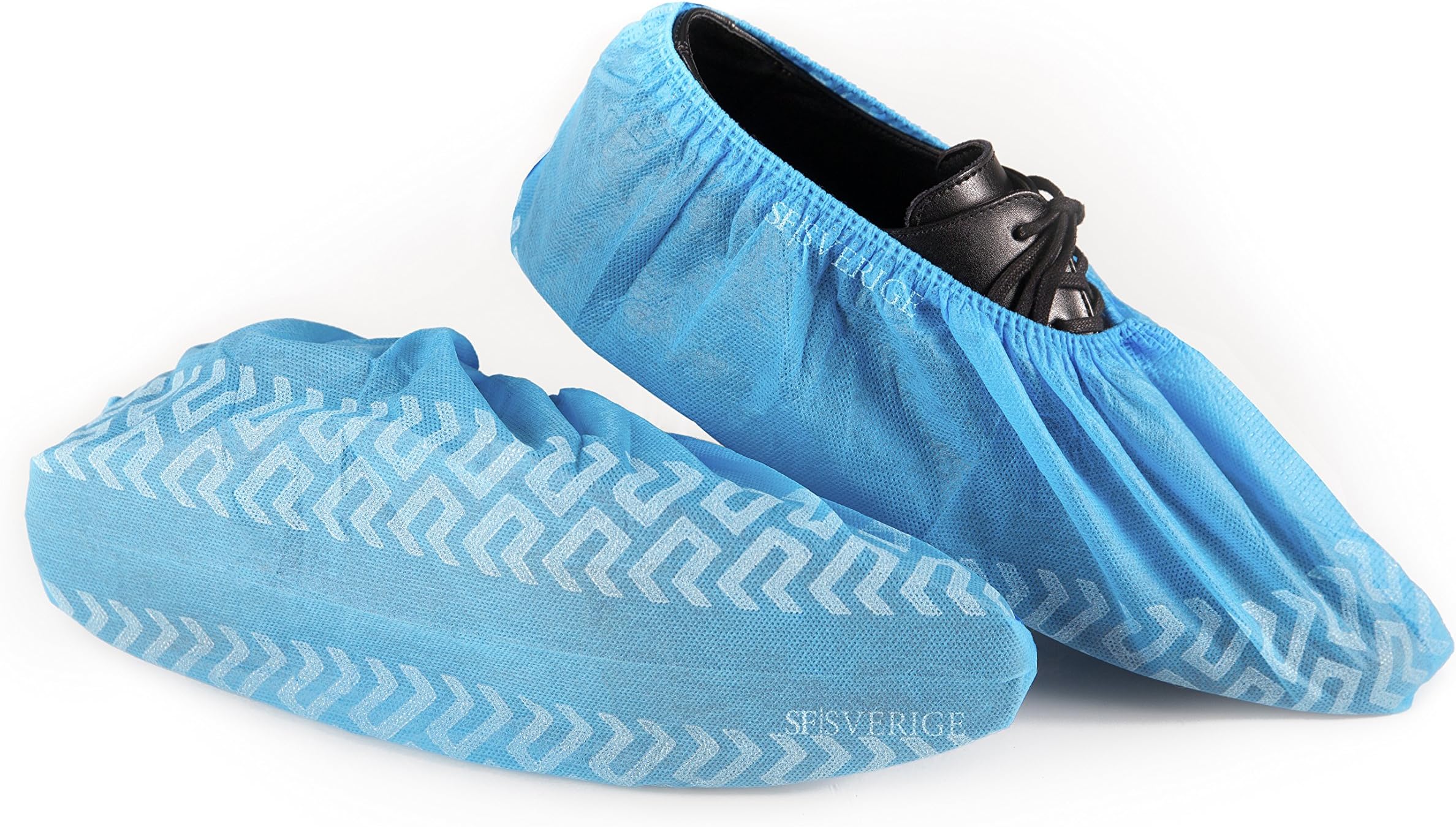 SF Sverige Premium Disposable Boot & Shoe Covers | Non-Skid 100-pack (50 Pairs) | One Size Fits All Up to L, Blue | Guaranteed Protection For Shoes & Floors