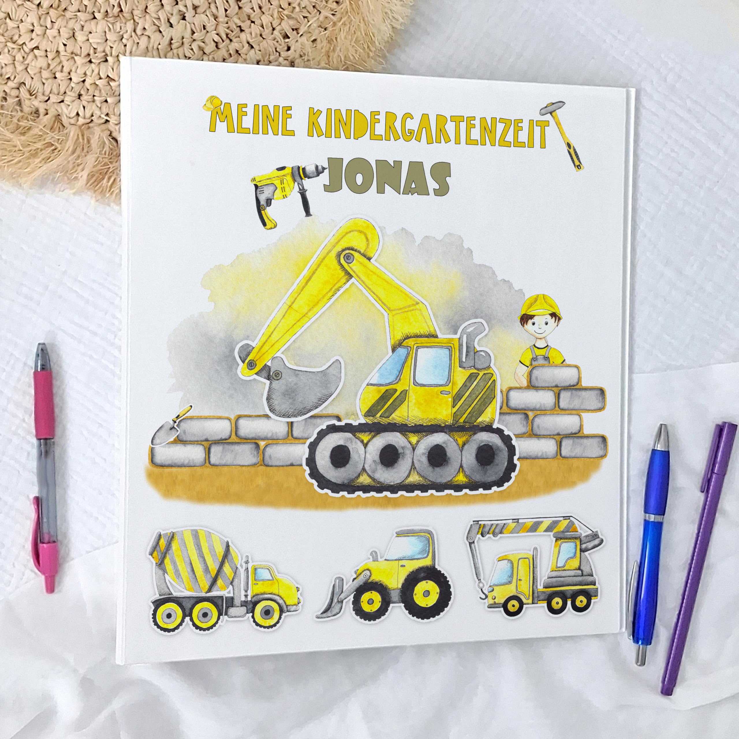 Ordner Bagger, Kindergartenordner A4, Aktenordner personalisiert, Portfolio Kindergarten personalisiert, Krippenordner Portfolio, Motivordner Bagger, Ordner mit Namen Kinder, Feenstaub