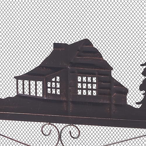 Miniatura 2 de Vanity Art Pantalla plegable de hierro para chimenea de 3 paneles con puerta | Malla decorativa de granja, protector de chispas para chimenea,