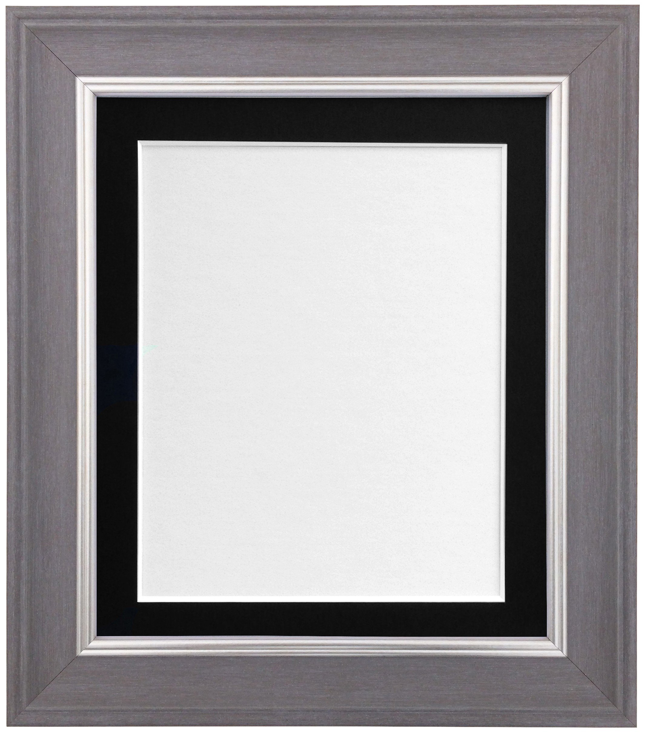 Frames By Post Black Mount Scandi Slate Grey Photo Picture Poster Frame With 10 X 8 For Image Size A5