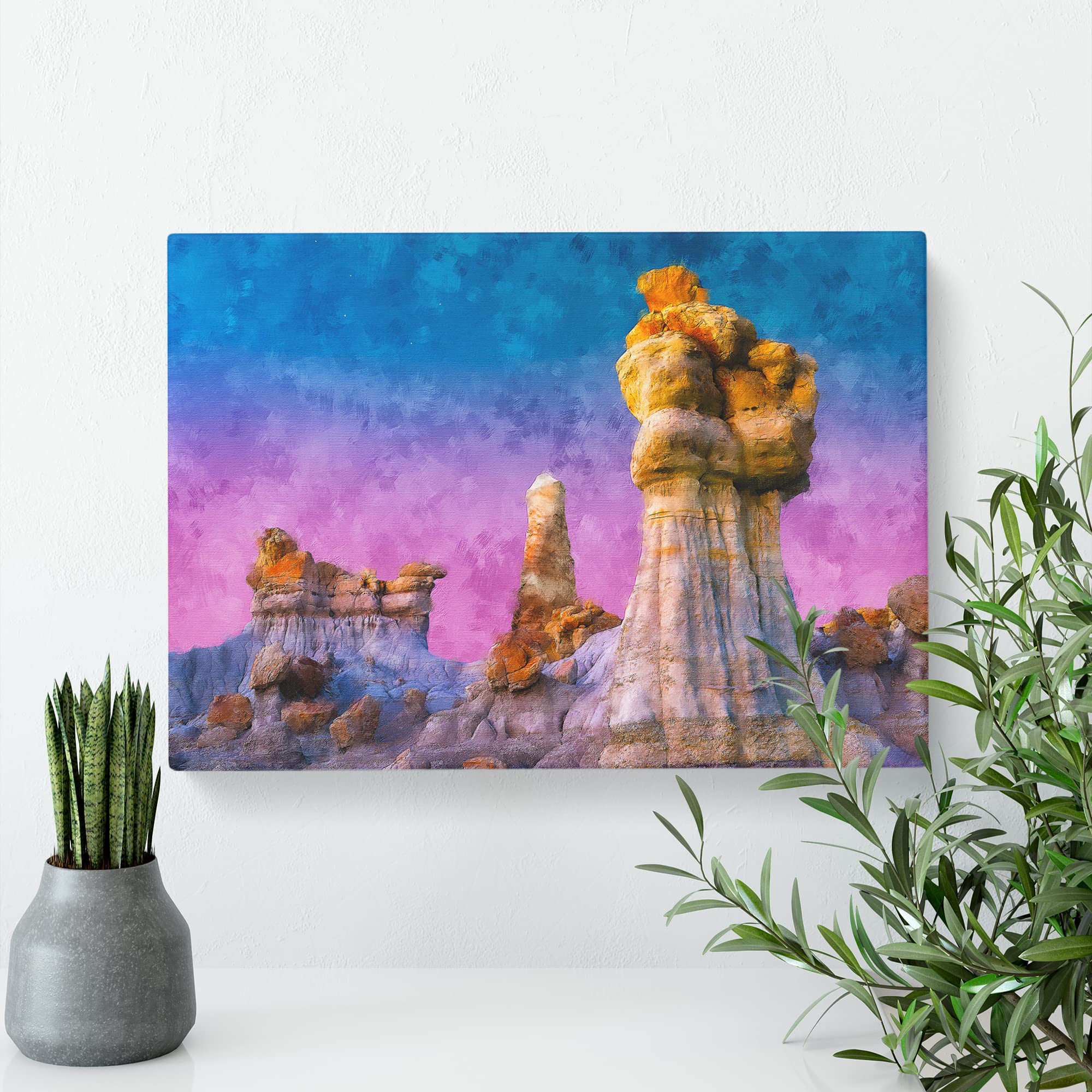 The Badlands In New Mexico Canvas Print, Mixed, 25L x 50W cm - Image 3