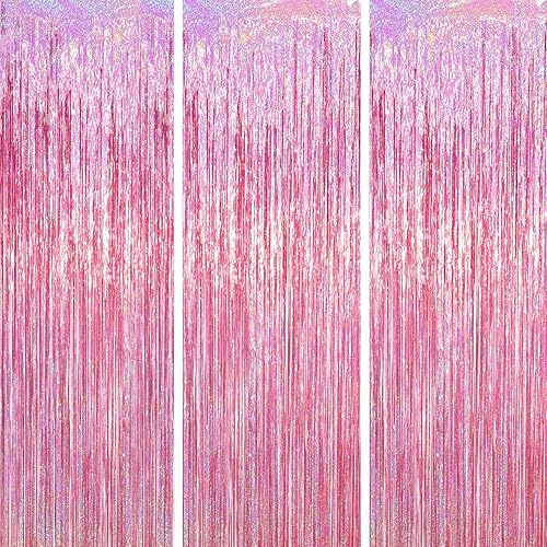 Miniatura 9 de Cortinas de 3.3 x 6.6 pies con flecos de papel de aluminio, decoraciones de fiesta con serpentinas, telón de fondo con flecos para cumpleaños, baby