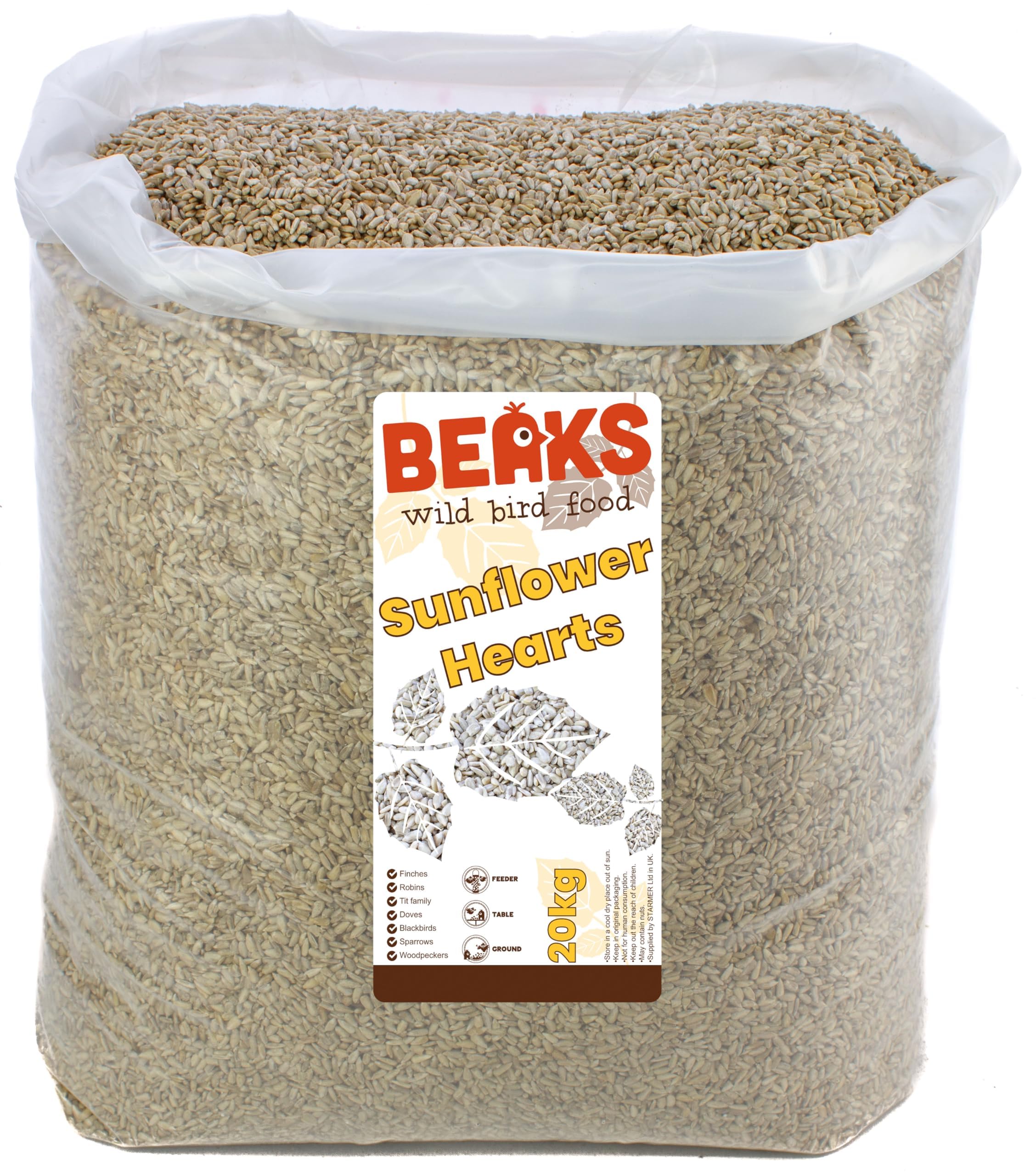 BEAKS wild bird food Sunflower hearts 20kg