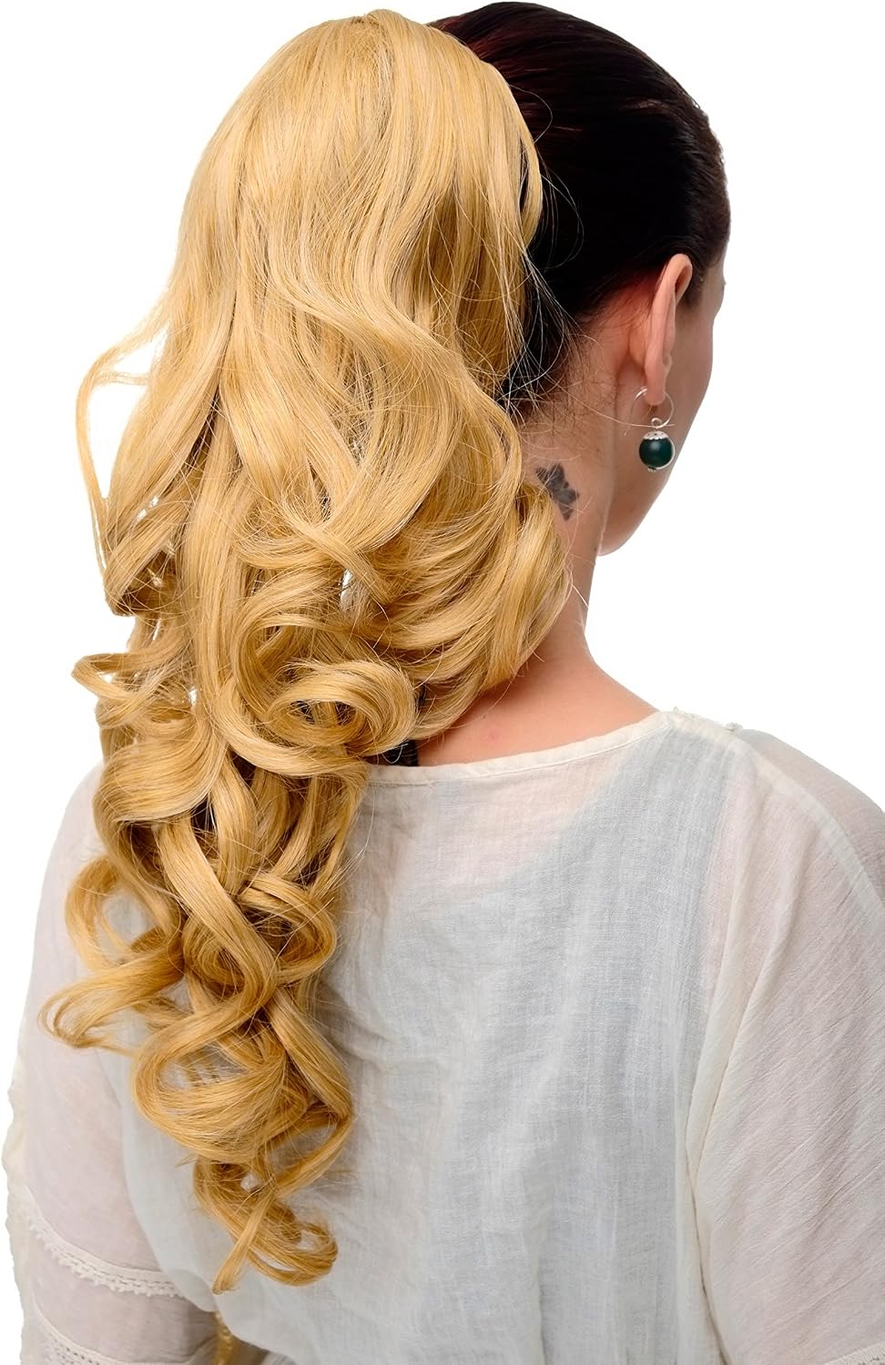WIG ME UP SA09-66 Hairpiece ponytail extension very long BEAUTIFUL wavy slightly curly curls straw blond 20inch