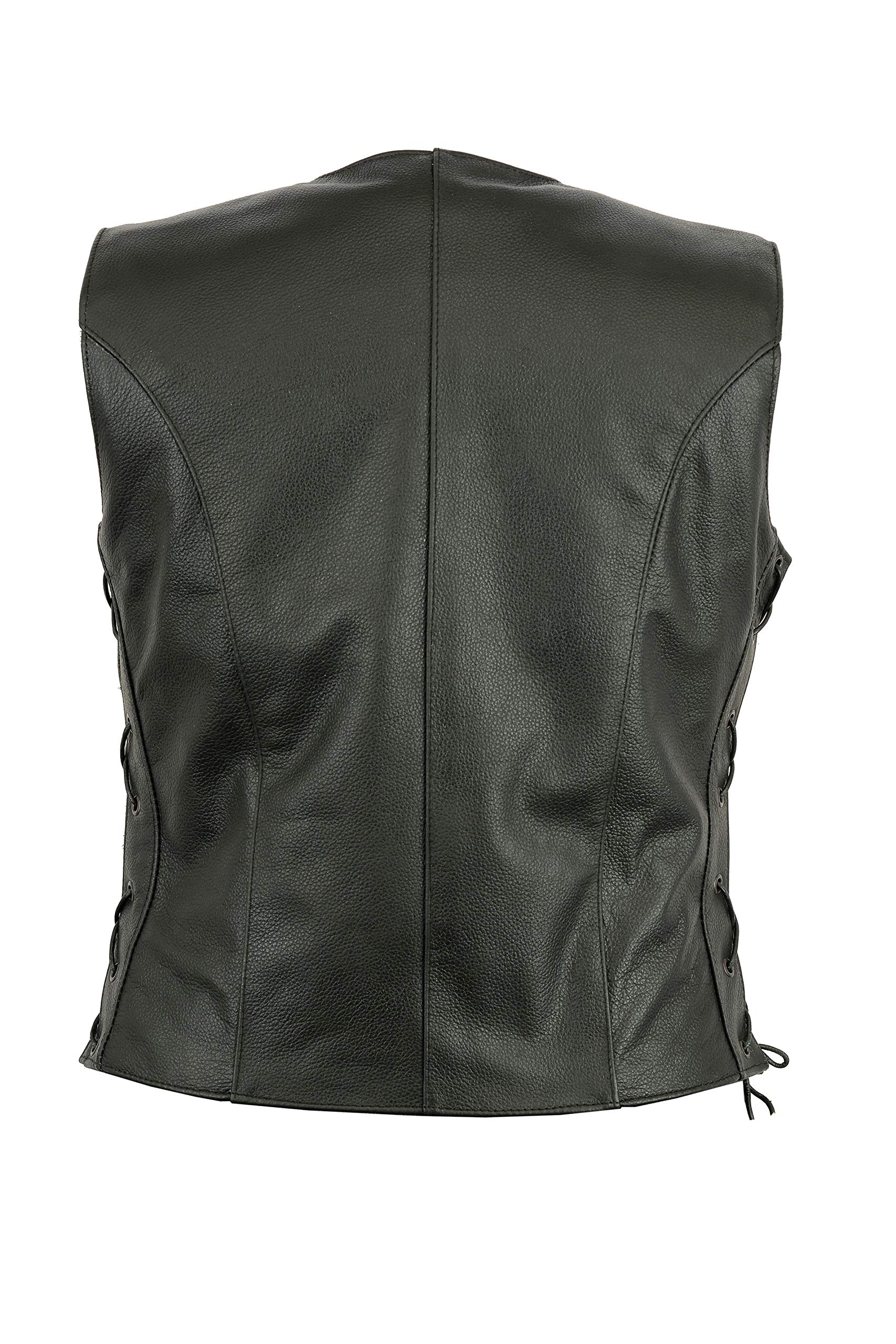 LEDER24H Frauen Lederweste Damen Motorrad Kutte 1072 (Schwarz, XXL