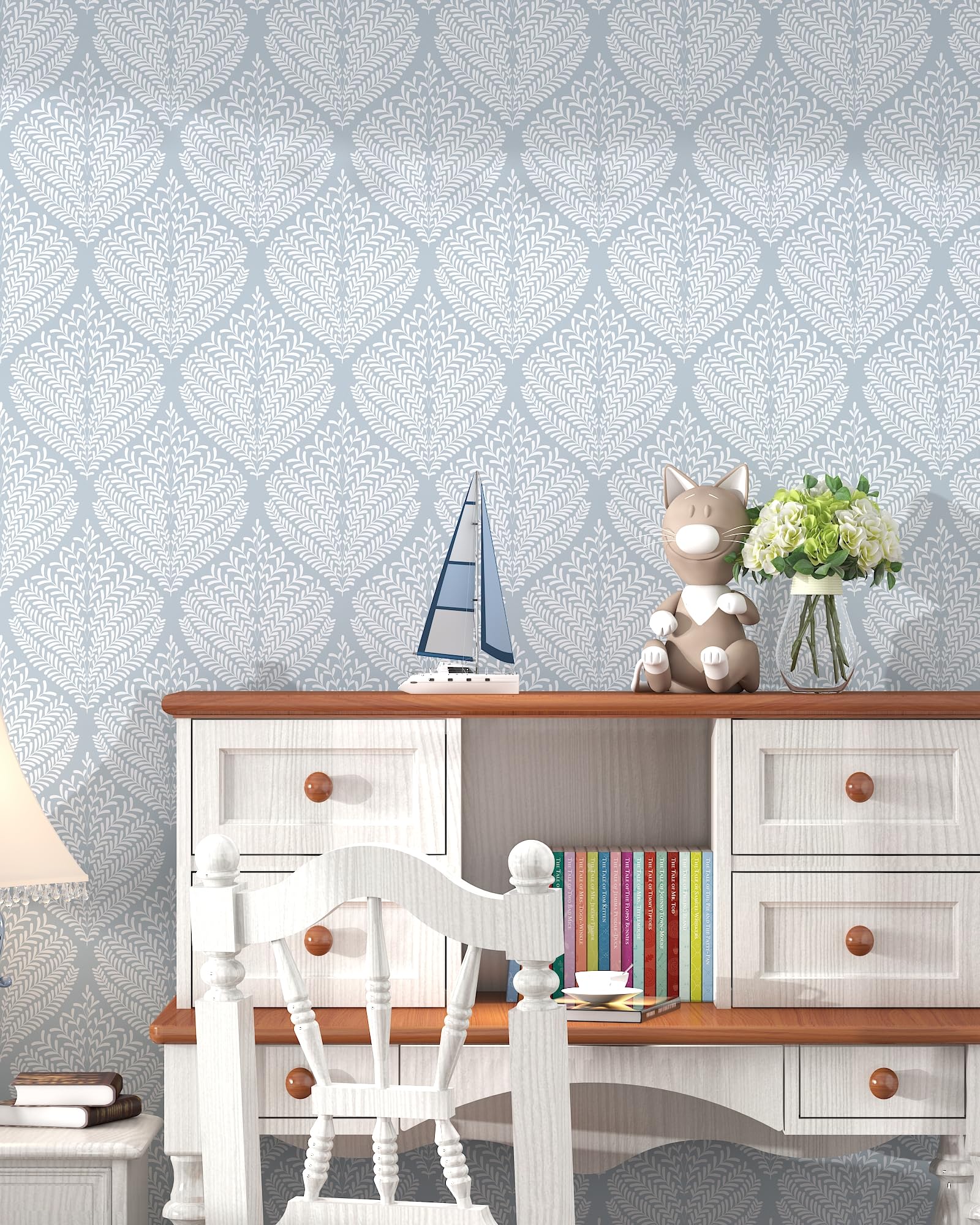 Orainege Blue Peel And Stick Wallpaper Modern Herringbone Contact Paper - View #5