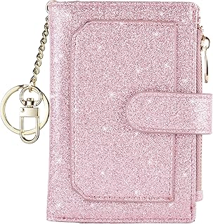 Leamekor Womens Wallets RFID Small Compact Bifold Leather Card Holder Zip Pocket