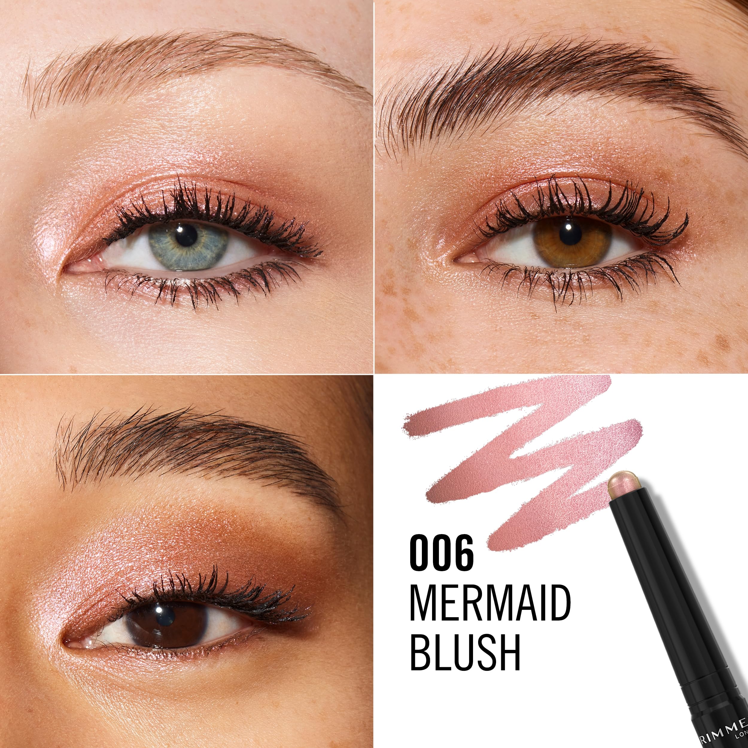 Rimmel Wonder'Last Shadow Stick, 006 Mermaid Blush, Easy To Apply, One Swipe Eyeshadow, Lasts All Day, Ultra-Creamy Formula - Image 3