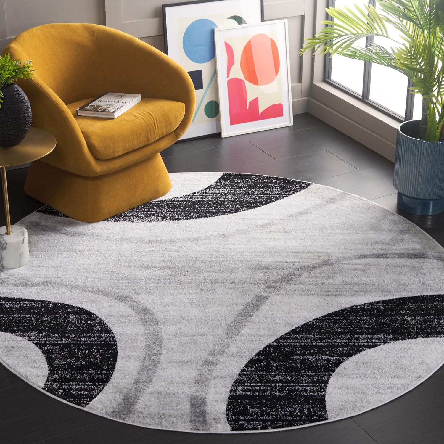 SAFAVIEH Skyler Collection Runner Rug - 2' x 8', Ivory Grey & Black, Modern Design, Non-Shedding & Easy Care, Ideal for High Traffic Areas in Living Room, Bedroom, Dining (SKY115A-28)
