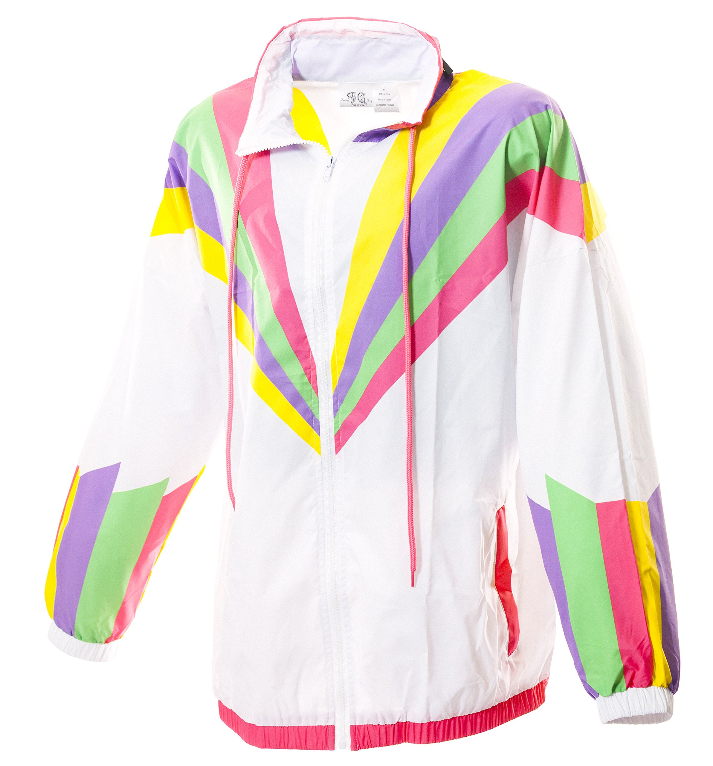Funny Guy Mugs 80s & 90s Unisex Retro Windbreaker - Runs Large For A Baggy Fit, Rad Neon, L
