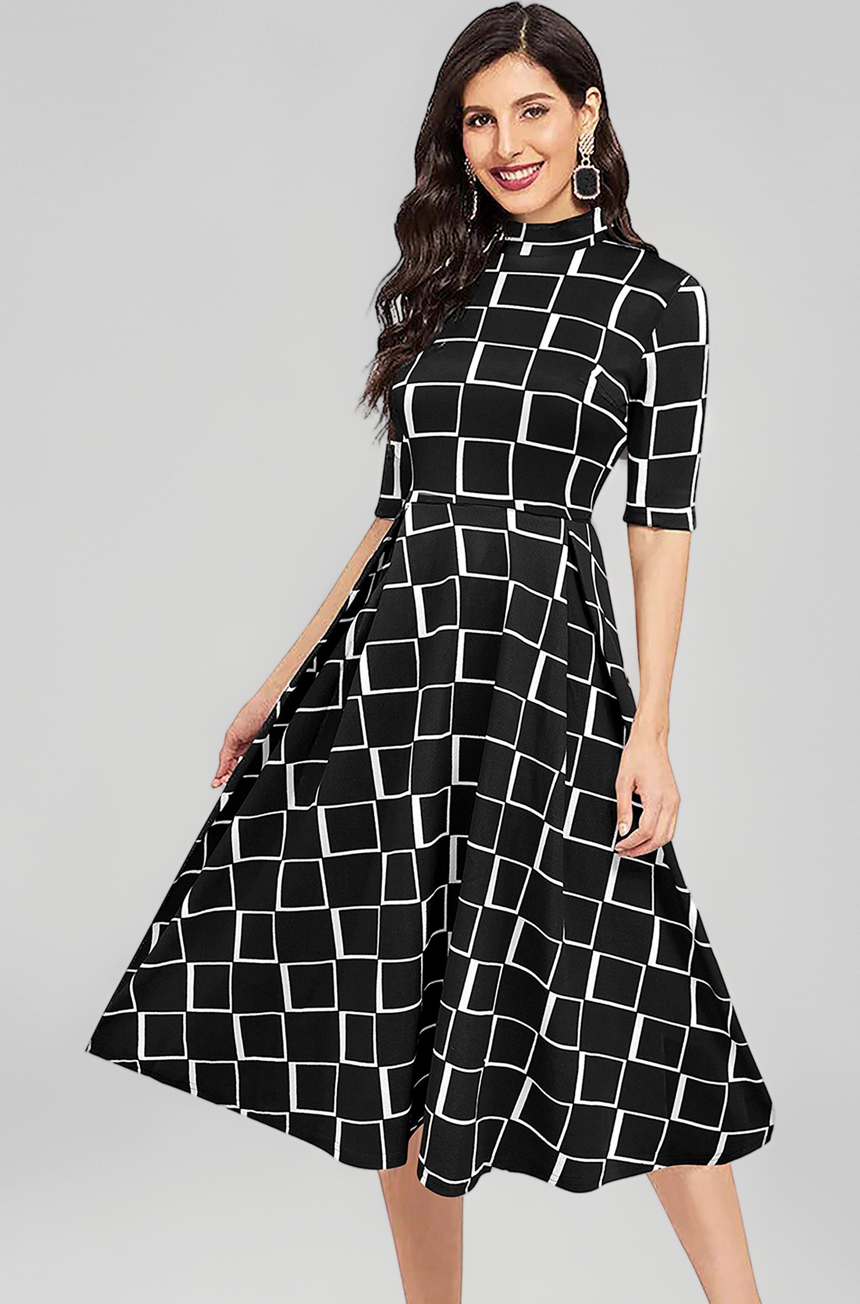 ILLI LONDON Women's A-LINE Maxi Dress (Small, Black-1)