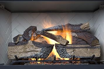 Country Split Oak Vented Dual Burner Log Set for Natural Gas Fireplace, 24-Inch