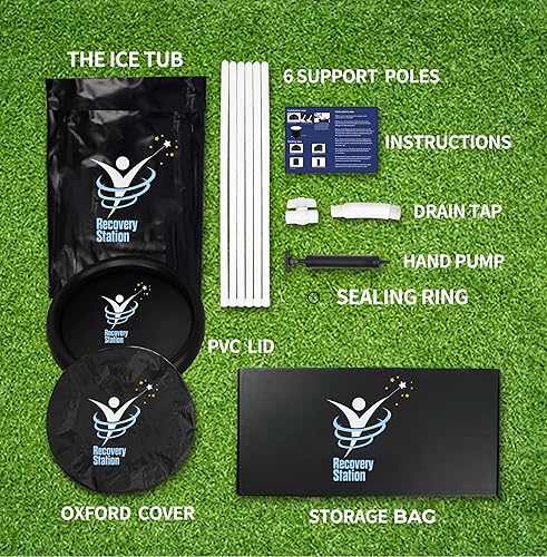 Miniatura 3 de Bañera de hielo portátil, bañera de inmersión fría plegable, cápsula de hielo para adultos, inmersión fría de 85 galones para exteriores e